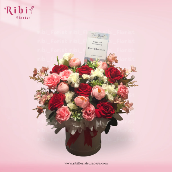 BUNGA MEJA BOX ANNIVERSARY (ARTIFICIAL)
