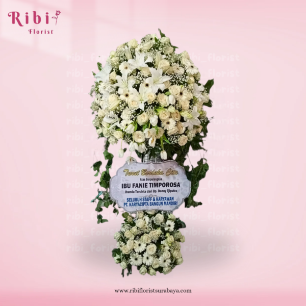 STANDING FLOWERS DUKA CITA FULL PUTIH WITH TULIP