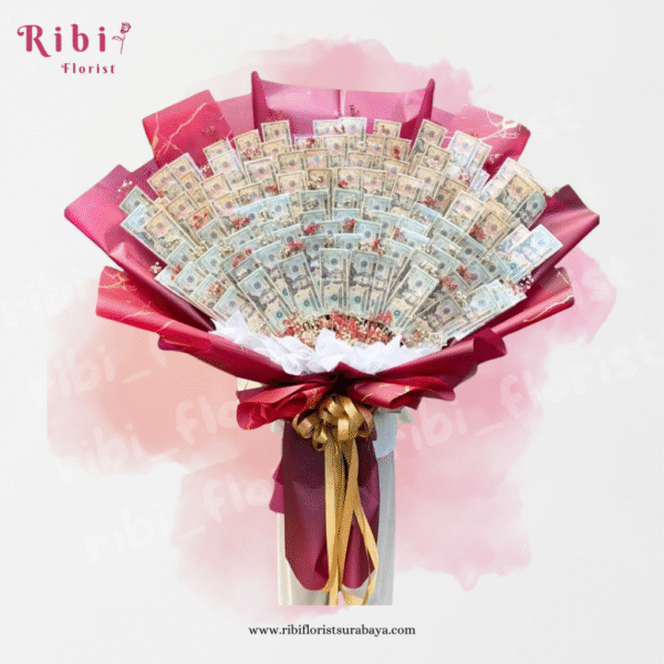 BUKET UANG DOLLAR 100 LEMBAR (BEST SELLER JUMBO MONEY BOUQUET)