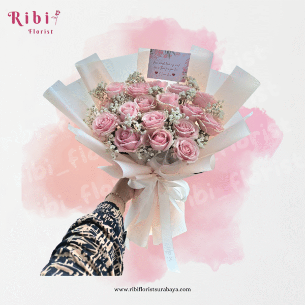 BUKET BUNGA MAWAR MIX BABY BREATH (FRESH)