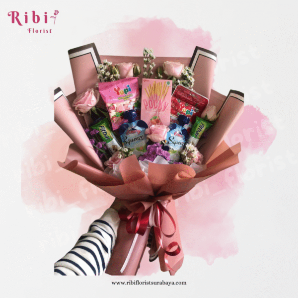 BUKET SNACK PINKY (CUSTOM BOUQUET)