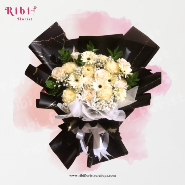 BUKET BUNGA BLACK & WHITE (FRESH)