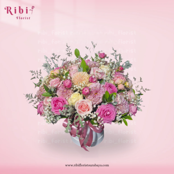 BUNGA MEJA BOX PINKY (FRESH)